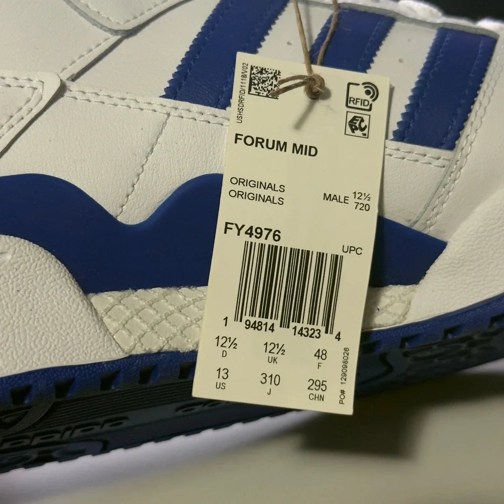 Adidas Forum Mid Sneakers Men Size 13 White Blue New FY4976 High Top Strap